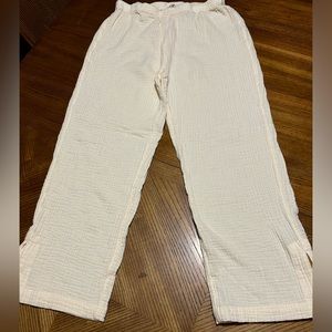 Soft Surroundings Gauze Pull on Pants Petite Small Cream Beachy Stretchy